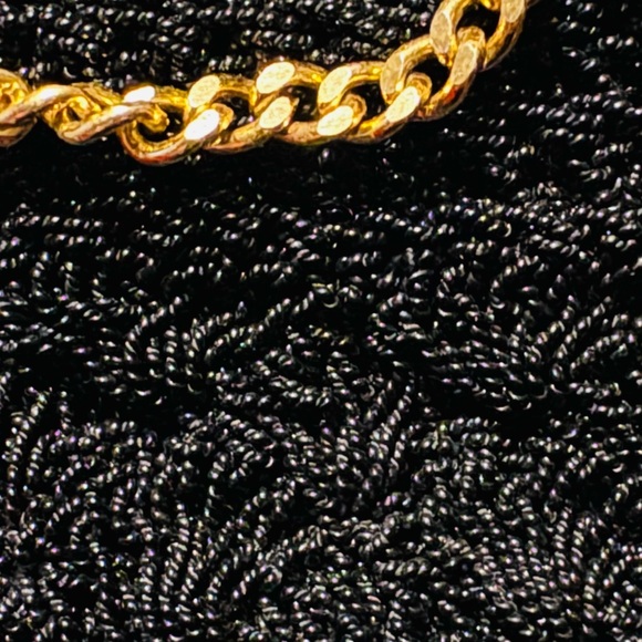 Vintage scalloped beaded clutch handbag zipper closure black - Picture 5 of 6